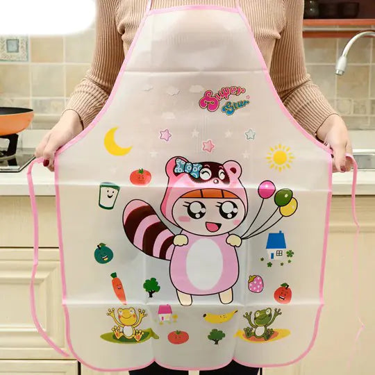 Cartoon Waterproof PVC Apron for Kitchen Use